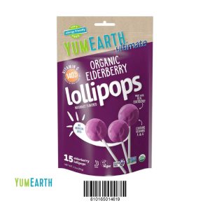 YumEarth Organic Ultimate Organic Elderberry Lollipops (1 carton = 12units)